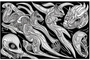 the interlacing of the line in the trable style, the contour resembles a squirrel that goes down for a nut tattoo idea