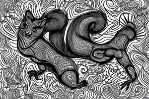 the interlacing of the line in the trable style, the contour resembles a squirrel that goes down for a nut tattoo idea