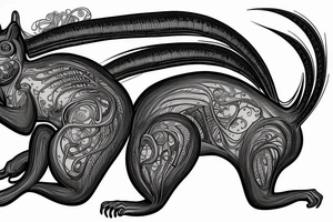 the interlacing of the line, the contour resembles a squirrel that goes down for a nut tattoo idea