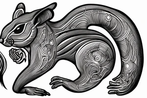 the interlacing of the line, the contour resembles a squirrel that goes down for a nut tattoo idea