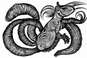 the interlacing of the line, the contour resembles a squirrel that goes down for a nut tattoo idea