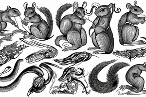 the interlacing of the line, the contour resembles a squirrel that goes down for a nut tattoo idea