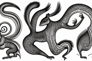 the interlacing of the line, the contour resembles a squirrel that goes down for a nut tattoo idea
