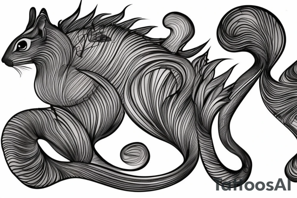 the interlacing of the line, the contour resembles a squirrel that goes down for a nut tattoo idea
