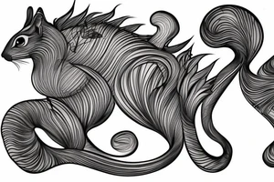 the interlacing of the line, the contour resembles a squirrel that goes down for a nut tattoo idea