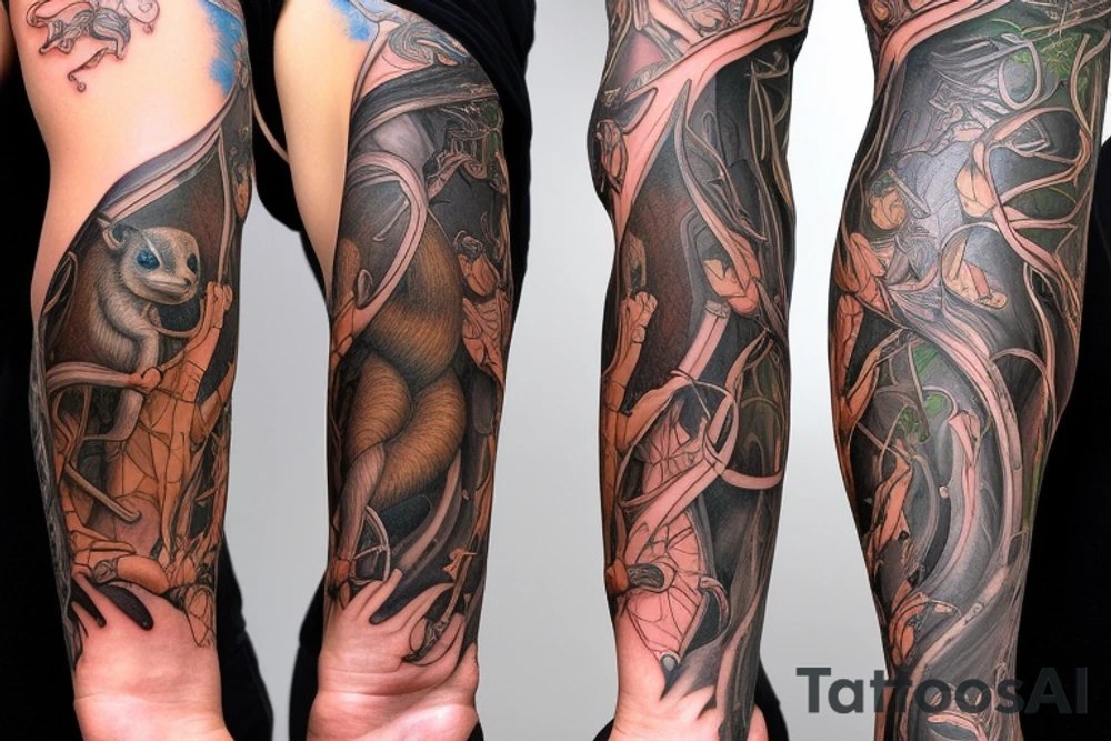 the interlacing of the line, the contour resembles a squirrel that goes down for a nut tattoo idea