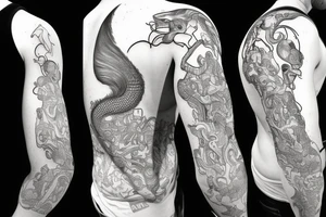 the interlacing of the line, the contour resembles a squirrel that stretches behind a nut, the head at the bottom, the tail at the top tattoo idea