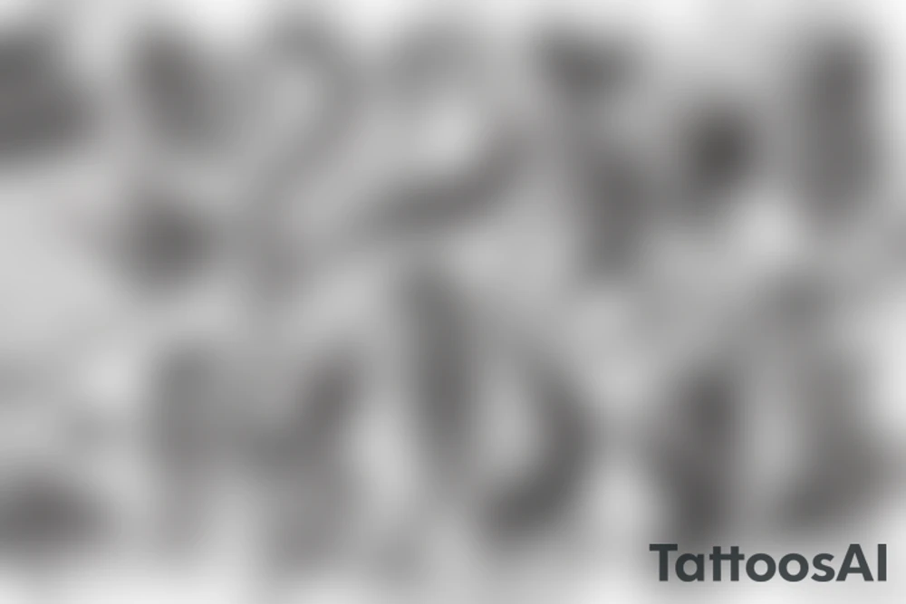 the interlacing of the line, the contour resembles a squirrel that stretches behind a nut, the head at the bottom, the tail at the top tattoo idea