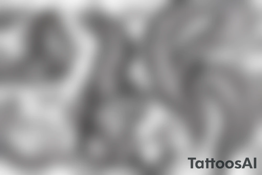 the interlacing of the line, the contour resembles a squirrel that stretches behind a nut, the head at the bottom, the tail at the top tattoo idea