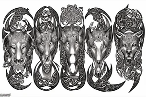 three-headed dog in Celtic style is chasing tattoo idea