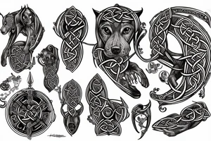 celtic dog is jumping tattoo idea