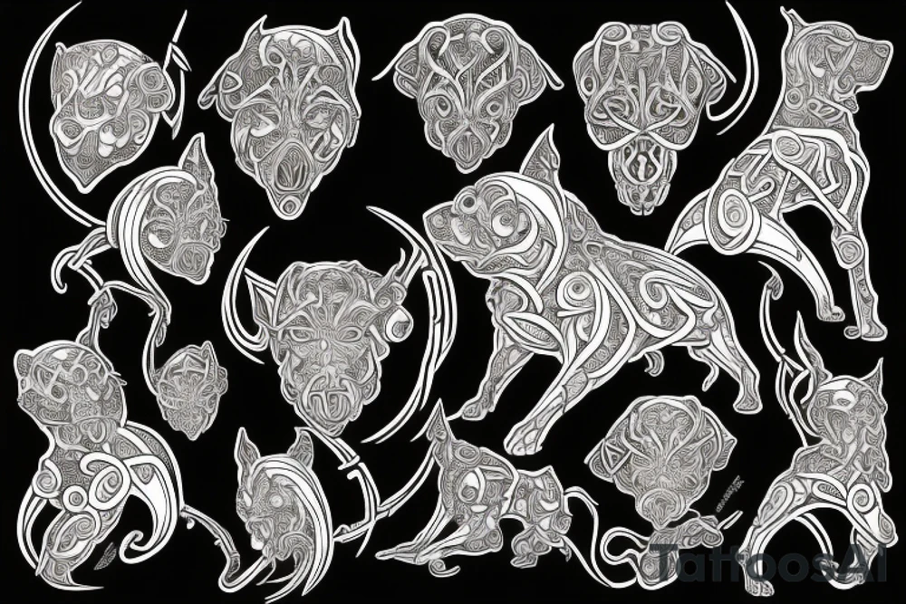 celtic dog is jumping tattoo idea