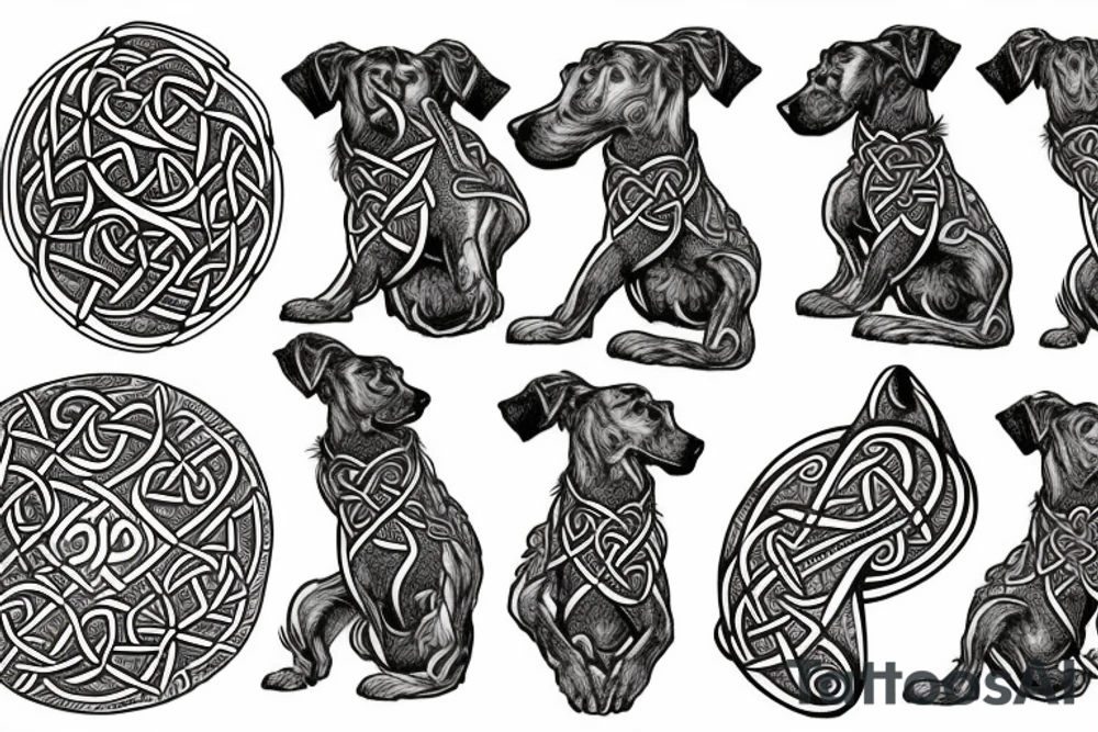 the jumping celtic hound tattoo idea