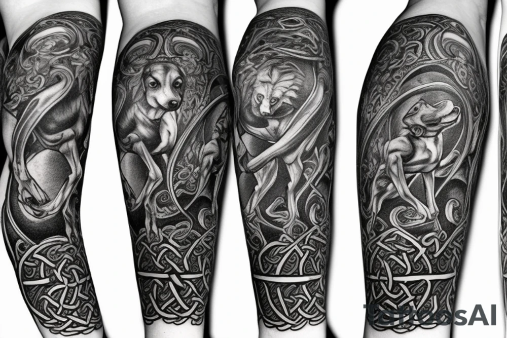the jumping celtic hound tattoo idea