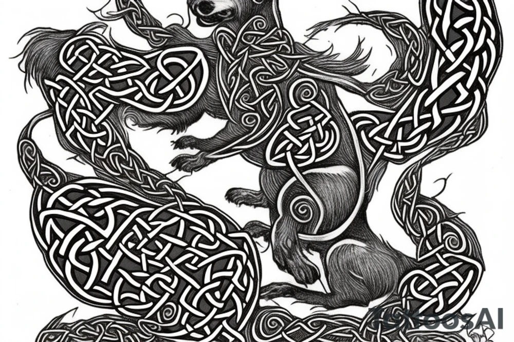 the jumping celtic hound tattoo idea