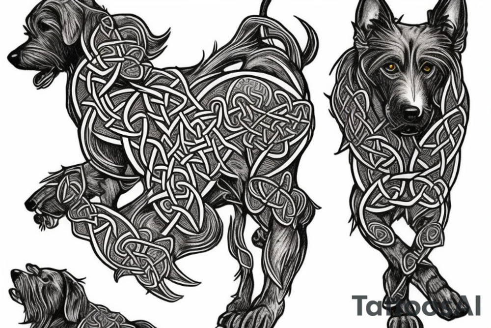 the jumping celtic hound tattoo idea