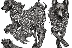 the jumping celtic hound tattoo idea