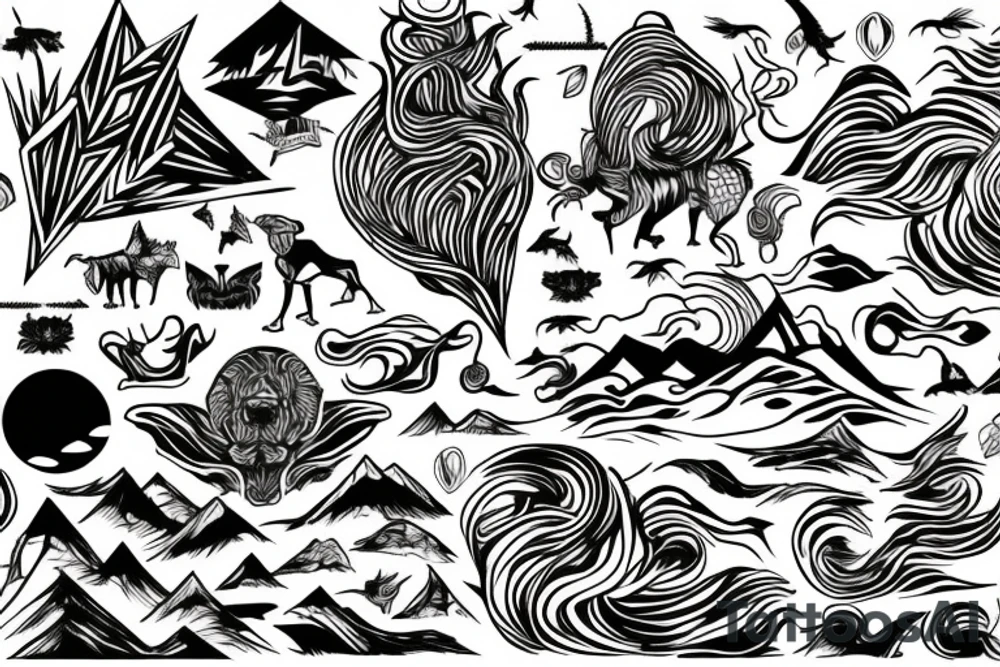 Wild, untamed landscape tattoo idea