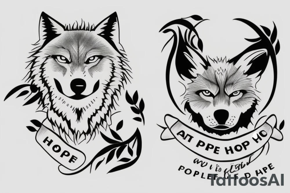 Courage, pain, hope. Caring. Wolf. Father and daughter tattoo idea