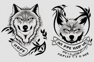 Courage, pain, hope. Caring. Wolf. Father and daughter tattoo idea