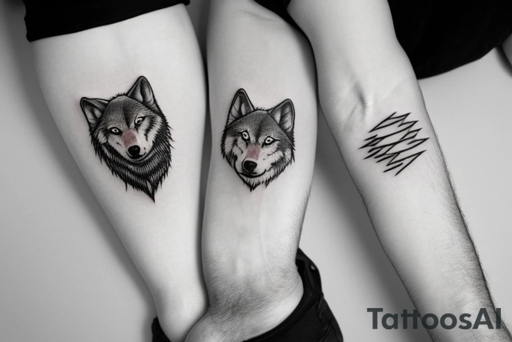 Courage, pain, hope. Caring. Wolf. Father and daughter tattoo idea