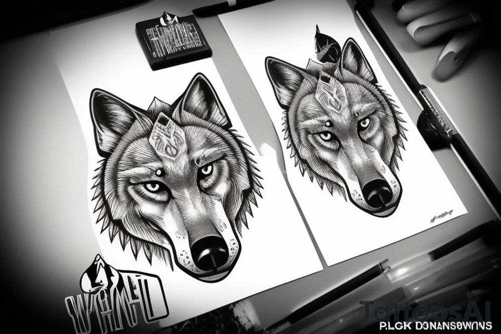 Wolf with strong will. Symmetric tattoo idea
