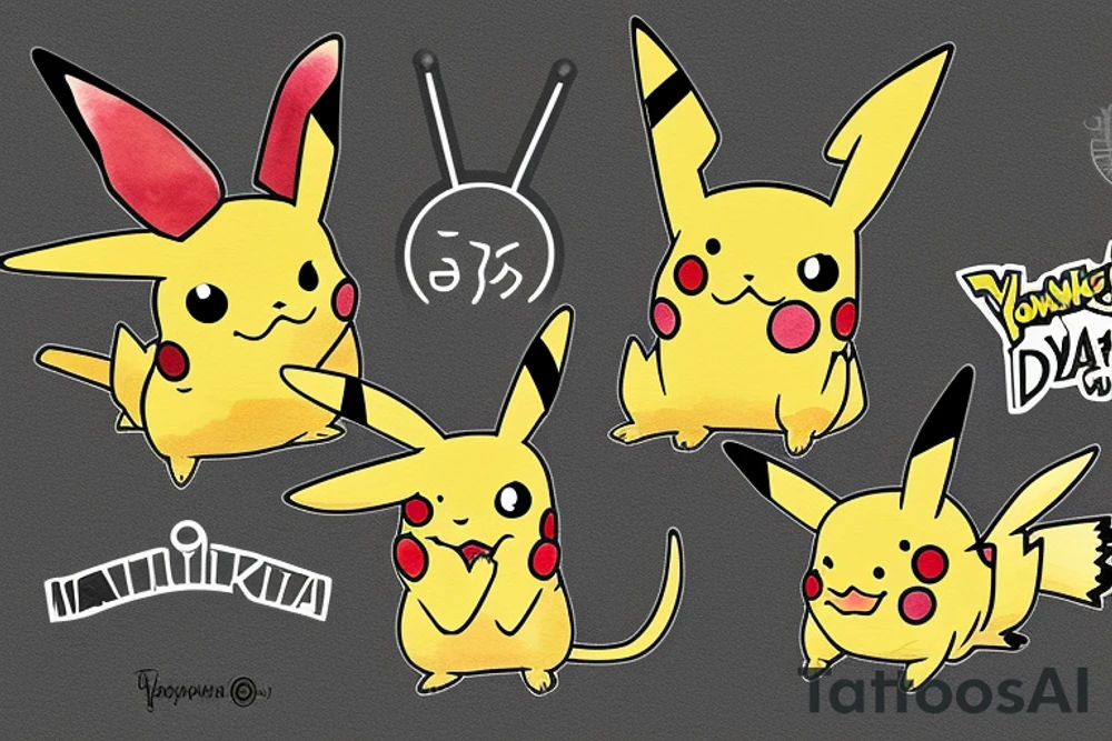 Watercolor pikachu tattoo idea