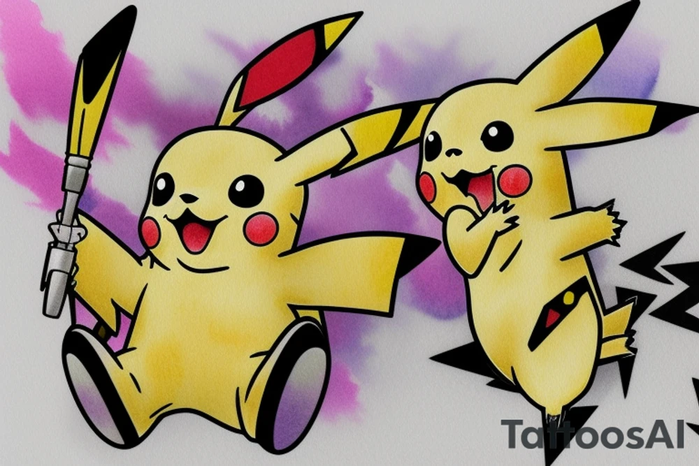 Watercolor pikachu tattoo idea
