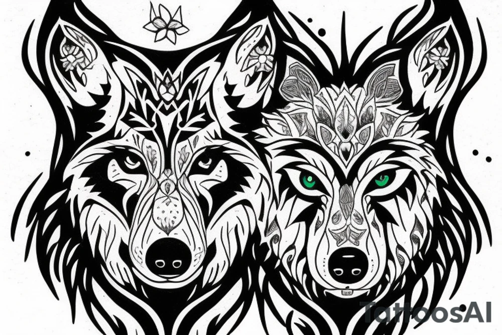 Wolf with strong will. Symmetric tattoo idea