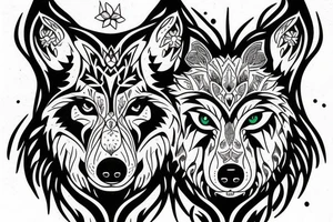 Wolf with strong will. Symmetric tattoo idea