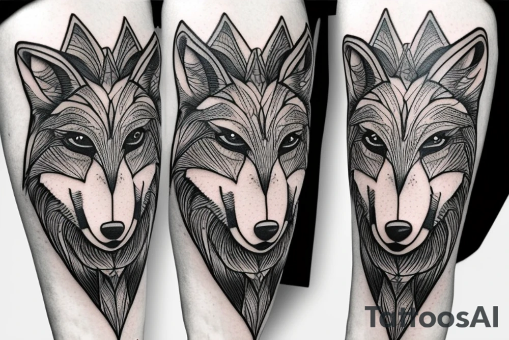 Wolf with strong will. Symmetric tattoo idea