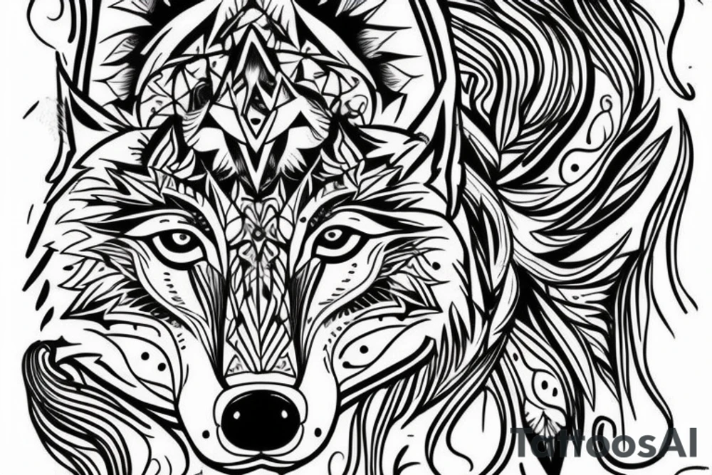 Wolf with strong will. Symmetric tattoo idea