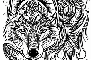 Wolf with strong will. Symmetric tattoo idea