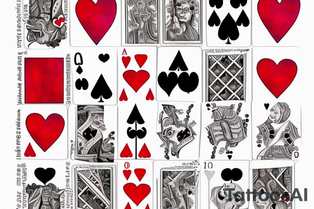 #8 domino leaning against an Ace of hearts card tattoo idea