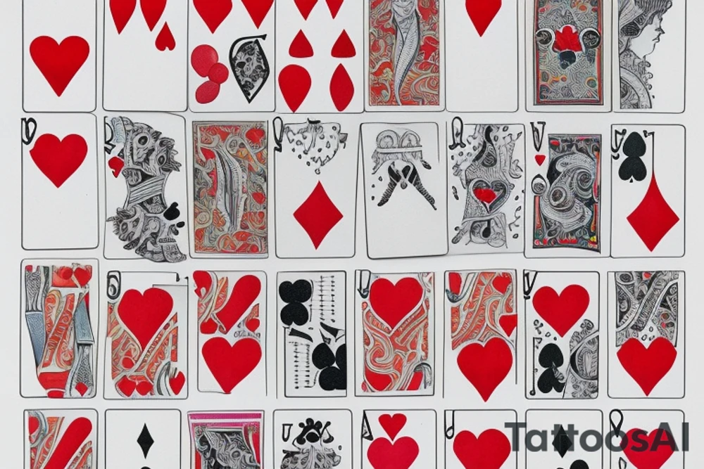 #8 domino leaning against an Ace of hearts card tattoo idea