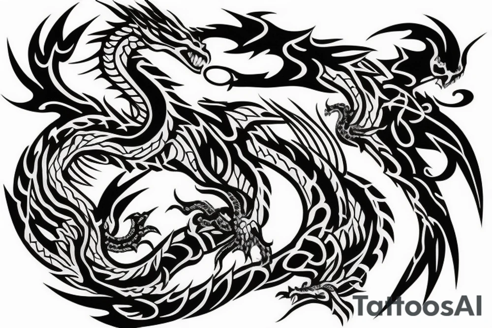 stencil of a dragon wrapping around arm tattoo idea