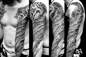 stencil of a dragon wrapping around arm tattoo idea