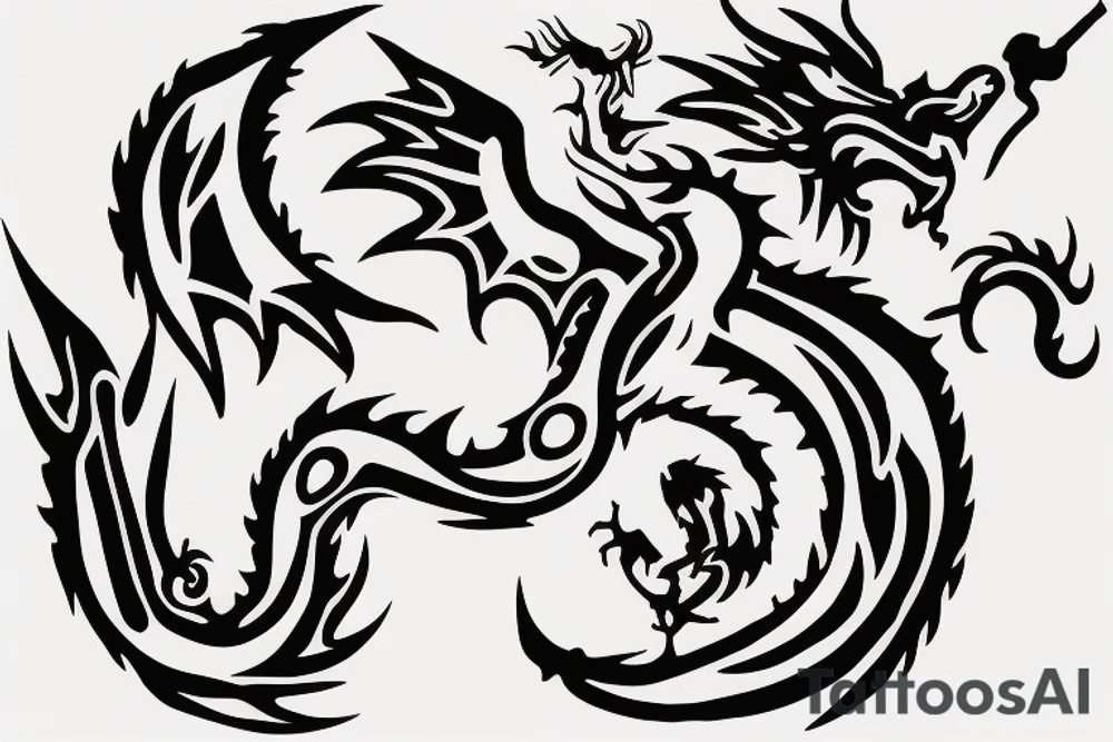 stencil of a dragon wrapping around arm tattoo idea