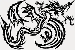 stencil of a dragon wrapping around arm tattoo idea