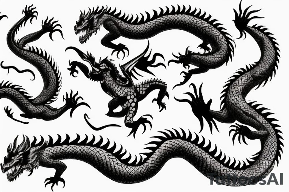 design of a dragon wrapping around arm tattoo idea
