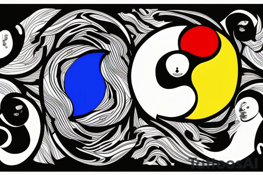 Three primary colors ying yang tattoo idea