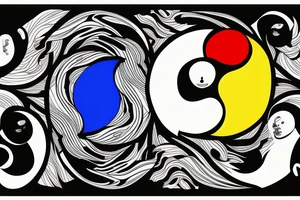 Three primary colors ying yang tattoo idea