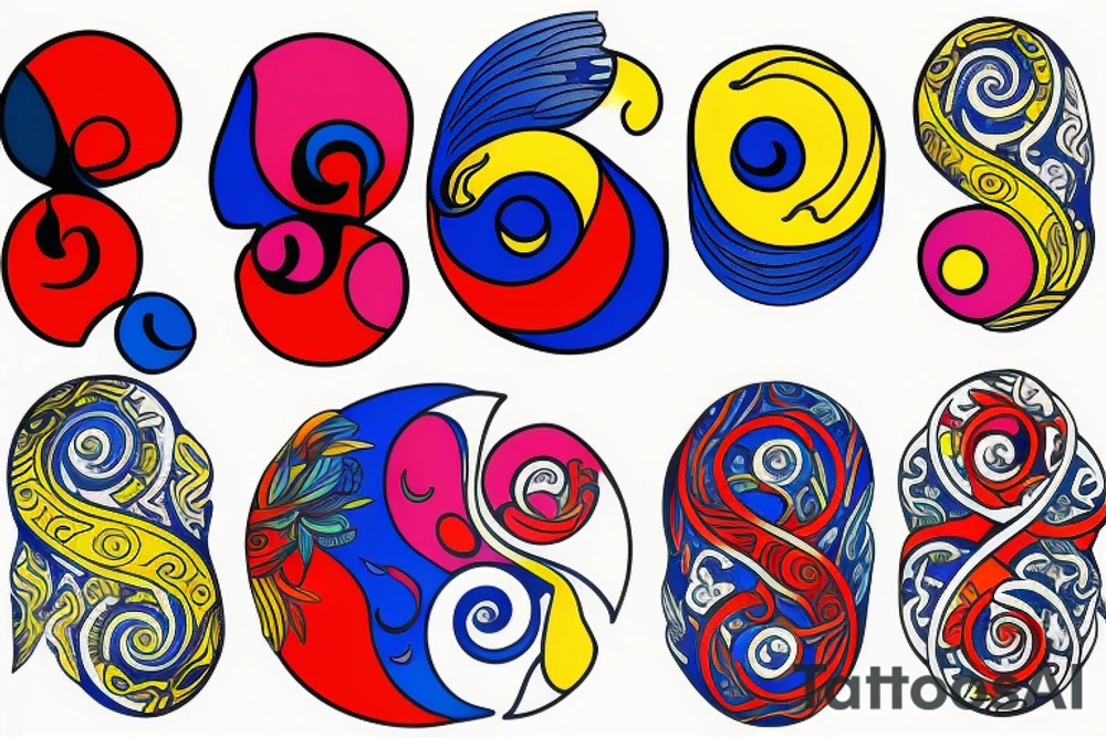 Three primary colors ying yang tattoo idea