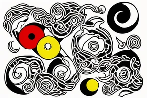 Three primary colors ying yang tattoo idea
