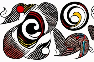 Three primary colors ying yang tattoo idea