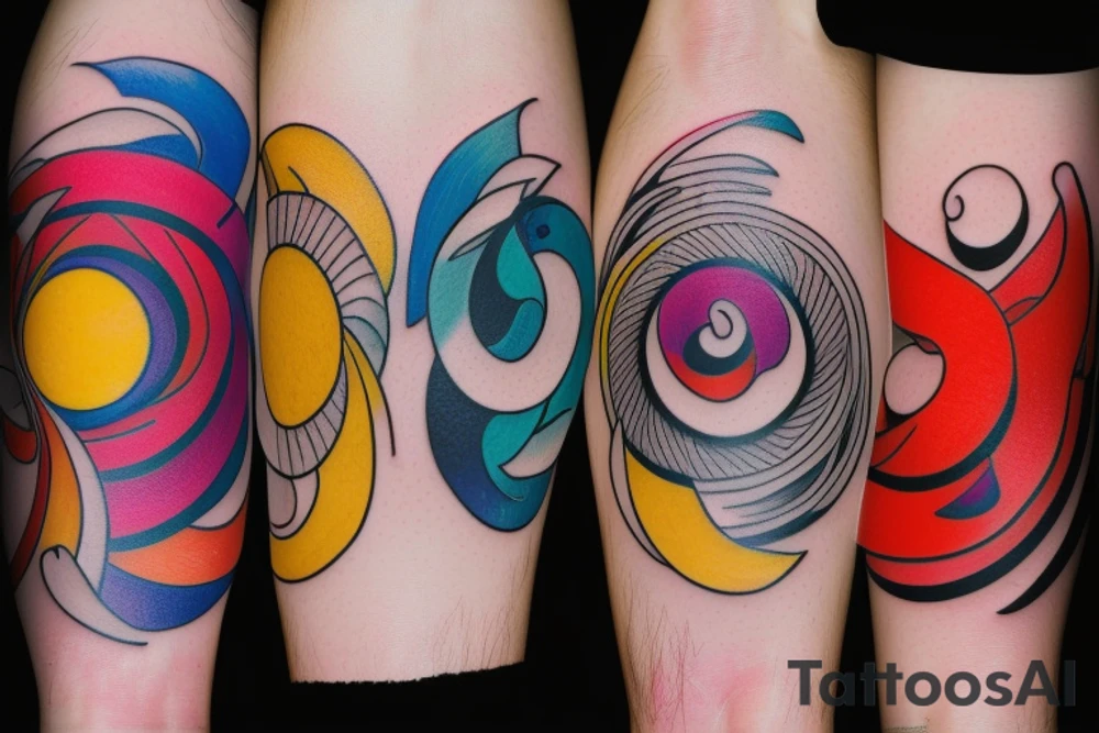 Three primary colors ying yang tattoo idea