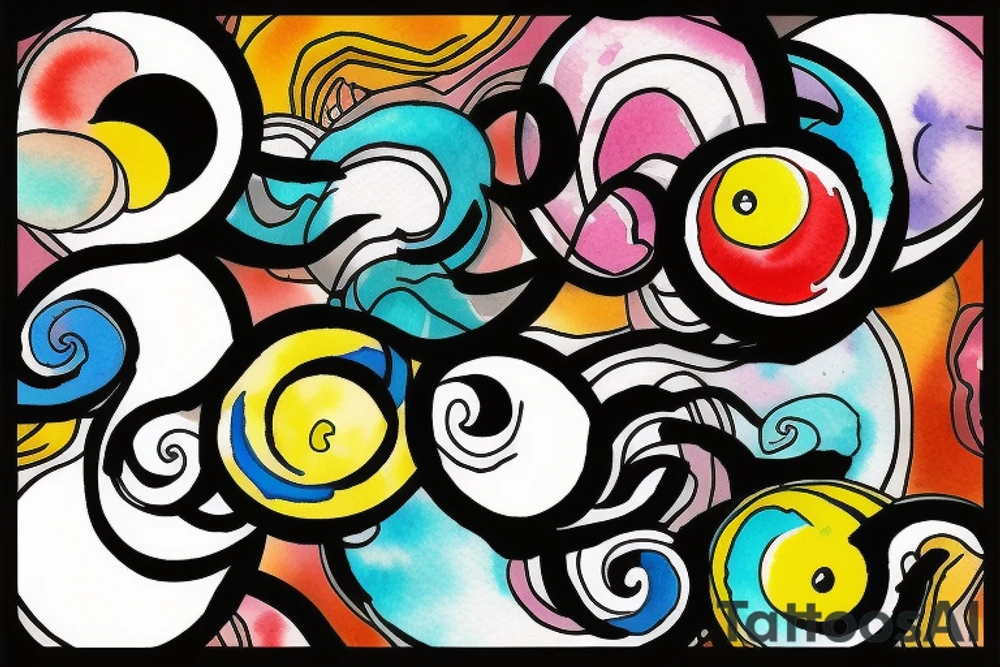 Three primary colors ying yang tattoo idea