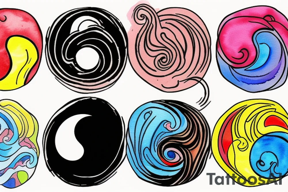 Three primary colors ying yang tattoo idea