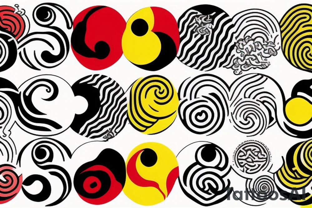 Three primary colors ying yang tattoo idea