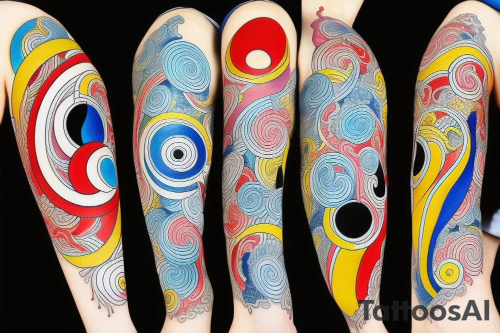 Three primary colors ying yang tattoo idea